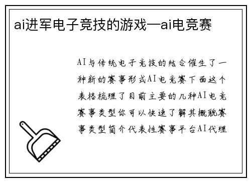 ai进军电子竞技的游戏—ai电竞赛